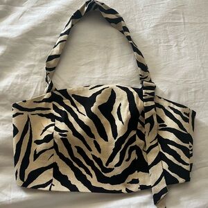 Topshop Black and Cream Zebra Print Crop Top